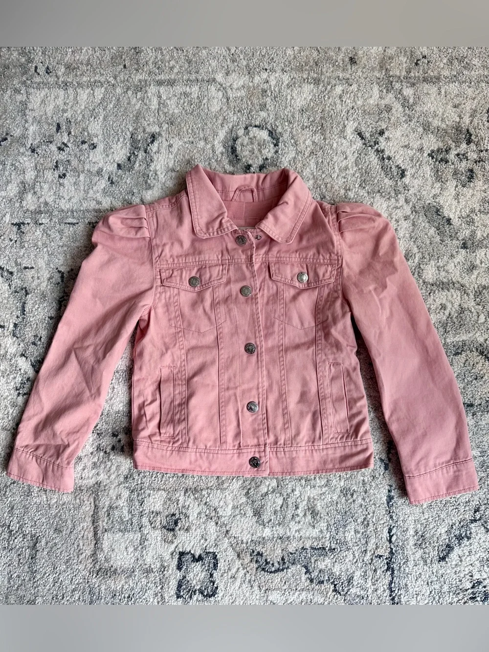 Urban Republic girls size 6X blush pink denim style puff shoulder jacket